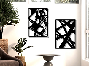 factory direct zzbakress 4 pieces abstract metal wall art, minimalist art decoration, paintings wall decor, 3d structure sculptures decor for living room bedroom bathroom office (black style 1) volume discount