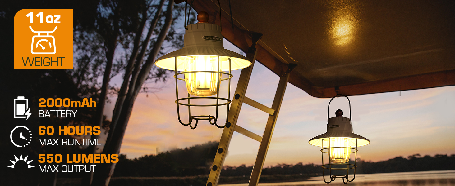 custom wholesale everbrite led camping lantern pack of 2, usb c rechargeable lantern with 3 light modes, vintage outdoor lanterns with power bank function for power outages, hurricane, emergency, fishing oem/odm services