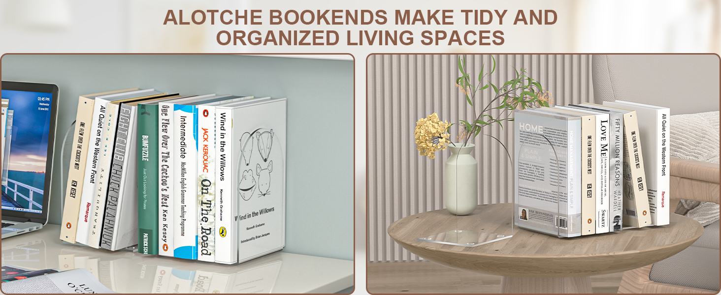 supplier direct acrylic bookends 4 pieces, book ends for shelves, clear bookends for book shelves and desktop organizer, transparent bookends to hold books for home office supplies wholesale prices