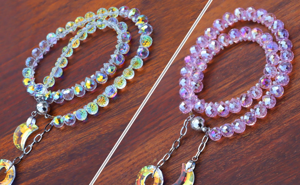 bulk purchase magnetic curtain tiebacks, 2 pack crystal beaded sun & moon pendants curtain sheer/drapery holdbacks, beaded curtain ties for window home decor (crystal ab) factory discount