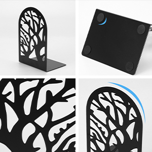 supplier direct eoout bookends for shelves decorative, 5 pairs of tree bookends supports, black metal book stoppers for heavy books, heavy duty book ends for home office school. wholesale prices