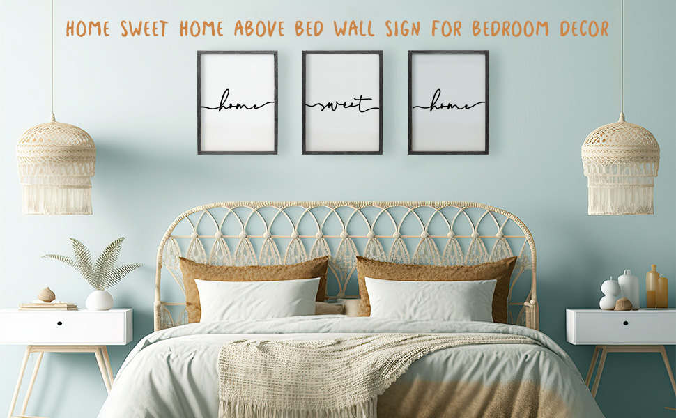 bulk purchase heiple set of 3 framed farmhouse home sweet home sign 11’’x14’’ above bed wall decor for bedroom decor and living room wall art wood signs (black, 11''x14) trade price