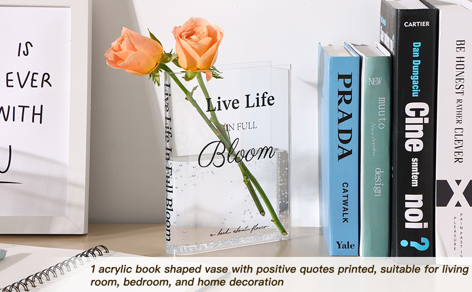 oem/odm services fixwal acrylic book vase for home decor, 6x8 inches aesthetic room decor, clear book shape artistic irregular transparent vase, bedroom or office decorations affordable bulk deals