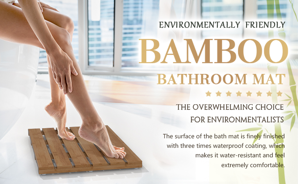 manufacturer direct bamboo wooden bath floor mat for luxury shower - non-slip bathroom waterproof carpet for indoor or outdoor use (walnut) trade price