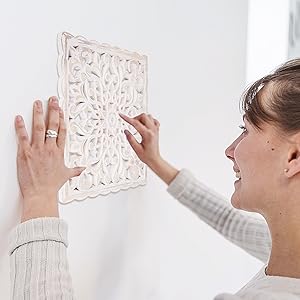 bulk purchase wall décor art, carved wooden wall panel hanging decor, decorative carved floral-patterned distressed white mdf wall panel for iving room bedroom, 12