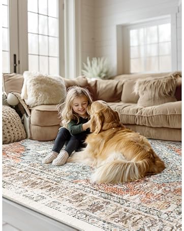 manufacturer direct bestsweetie 8x10 area rug for living room washable rug moroccan farmhouse neutral geometric soft low pile non-slip water repellent rug for dining room bedroom black/brown/navy trade price