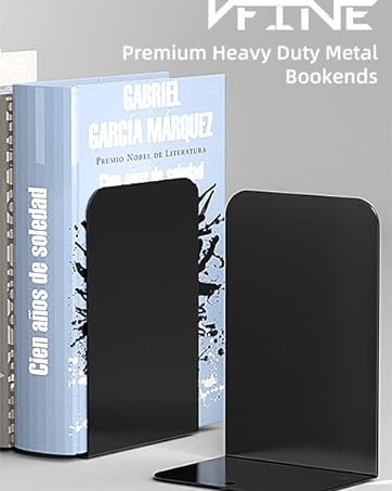 supplier direct vfine bookends 1 pair, bookends for shelves, metal black book ends for shelves, book ends for heavy books, book shelf holder for home office wholesale prices