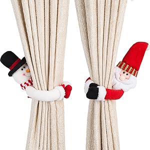 bulk purchase ogrmar 2 pack christmas curtain buckle doll santa & snowman creative curtain tieback hold back fastener,christmas wine bottle topper for xmas holiday home window decoration (red and white) factory discount