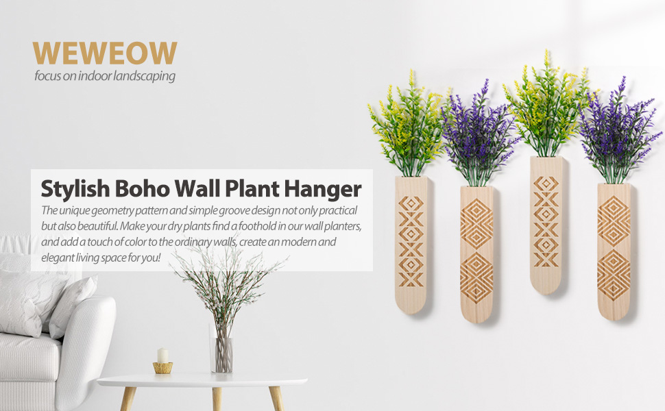 bulk purchase wall planter with artificial flowers, boho wall decor for living room, bedroom, farmhouse decor, wooden wall decorations, 4 pack wood wall vase with hanging plants trade price