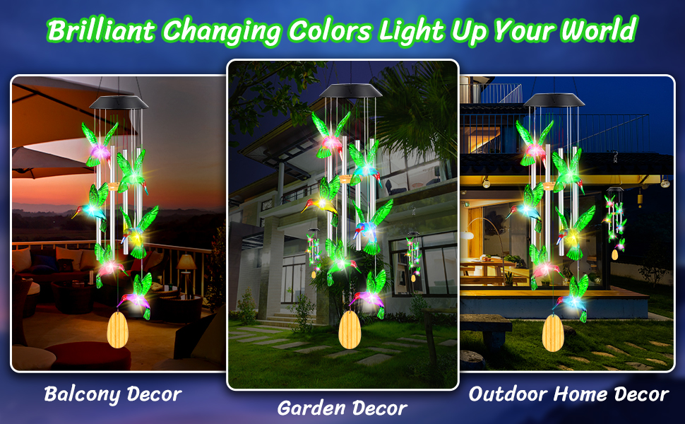 producer to buyer womens gifts for christmas birthday gifts for women mom grandma gifts hummingbird wind chimes solar lights for outside outdoor yard home house patio garden gardening decor gifts for mom sister discounted pricing
