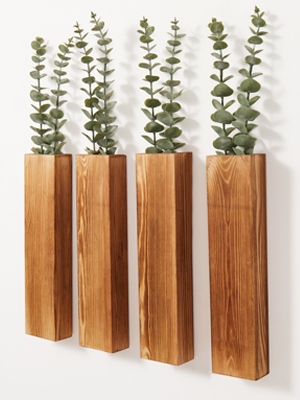 bulk purchase wood wall planters with artificial eucalyptus, modern farmhouse wall decor for living room, bedroom, bathroom, wooden pocket hanging wall vase with faux plant decor (4 pack) trade price