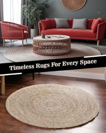 manufacturer direct hausattire hand woven jute braided rug, 2'x3' – natural, reversible boho entry area rugs for kitchen, living room i farmhouse indoor outdoor decorative floor rug, 24x36 inches trade price