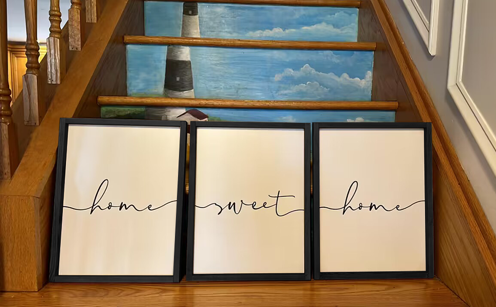 bulk purchase heiple set of 3 framed farmhouse home sweet home sign 11’’x14’’ above bed wall decor for bedroom decor and living room wall art wood signs (black, 11''x14) trade price