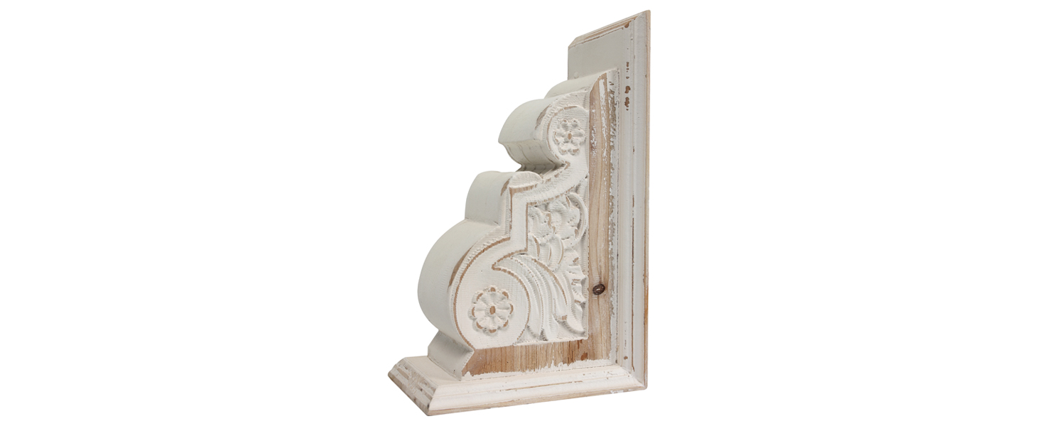 supplier direct 1 pair rustic distressed finish wood bookends, white bookends decorative unique, carved pattern farmhouse book ends for shelves, bookends for heavy books, wooden corbels for home room decor wholesale prices