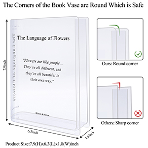 oem/odm services book vase for flowers home décor,artistic and cultural flavor decorative acrylic clear vase for home and office,creative gifts for book lovers. (transparent) affordable bulk deals