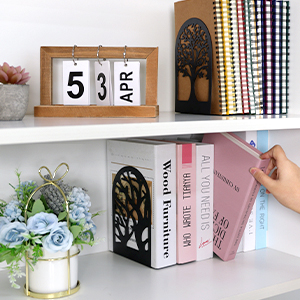 supplier direct eoout bookends for shelves decorative, 5 pairs of tree bookends supports, black metal book stoppers for heavy books, heavy duty book ends for home office school. wholesale prices