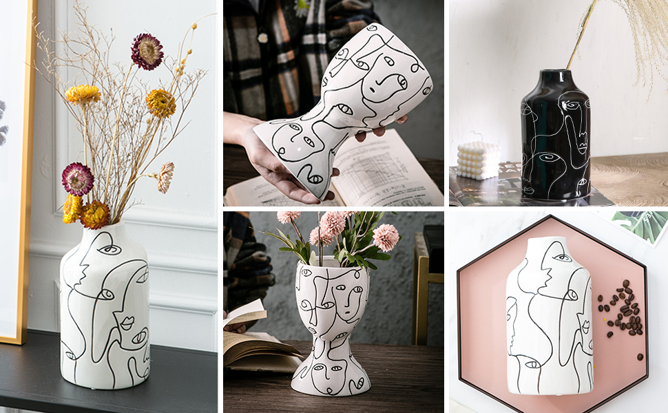 oem/odm services kimdio ceramic vase for home decor, abstract irregular design flower vase, living room decor minimalist decorative vases for pampas grass affordable bulk deals