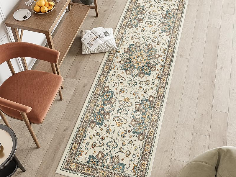global sourcing dripex vintage collection washable area rug - 2x3 door mat small entryway rug distressed non-slip low-pile floor carpet for indoor front entrance kitchen bathroom living room bedroom oem/odm services