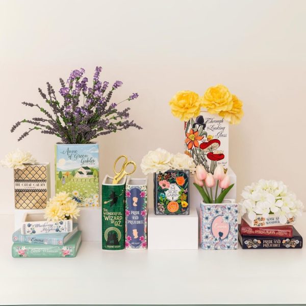 oem/odm services steel mill & co original large book-shaped decorative vase, ceramic vases for home decor, cute bookshelf decor, unique vase for book lovers, anne of green gables affordable bulk deals