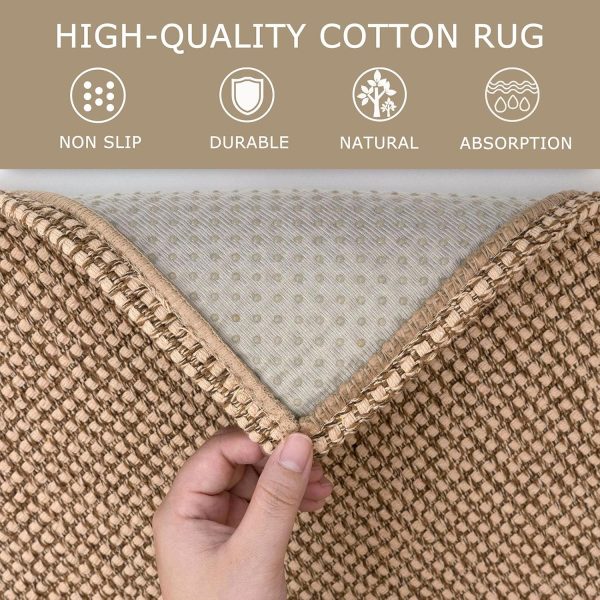 manufacturer direct kozyfly boho rugs for entryway 3x5 ft washable front door area rug indoor rubber backed kitchen area rug front porch mat cotton floor carpet for entryway bathroom living room kitchen, tan/brown trade price