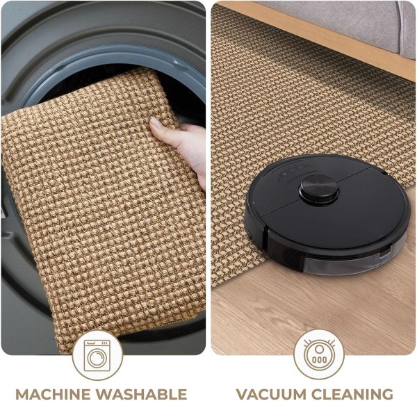 manufacturer direct kozyfly boho rugs for entryway 3x5 ft washable front door area rug indoor rubber backed kitchen area rug front porch mat cotton floor carpet for entryway bathroom living room kitchen, tan/brown trade price