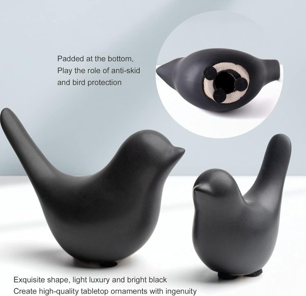 dropship from factory small animal statues home decor modern style birds decorative ornaments for living room, bedroom, office desktop, cabinets (black birds 2pcs ) mass production supply