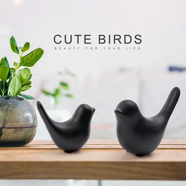 dropship from factory small animal statues home decor modern style birds decorative ornaments for living room, bedroom, office desktop, cabinets (black birds 2pcs ) mass production supply