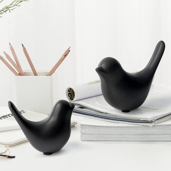 dropship from factory small animal statues home decor modern style birds decorative ornaments for living room, bedroom, office desktop, cabinets (black birds 2pcs ) mass production supply