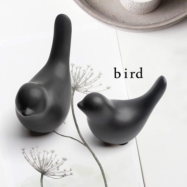 dropship from factory small animal statues home decor modern style birds decorative ornaments for living room, bedroom, office desktop, cabinets (black birds 2pcs ) mass production supply