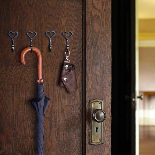 competitive pricing ebliiny decorative wall hooks coat towel hook,8 pcs key bag hanger coat hooks cast iron vintage holder love heart shape home decor,bath kitchen garage hanging scarf cap cup hat purse robes hook one-stop wholesale