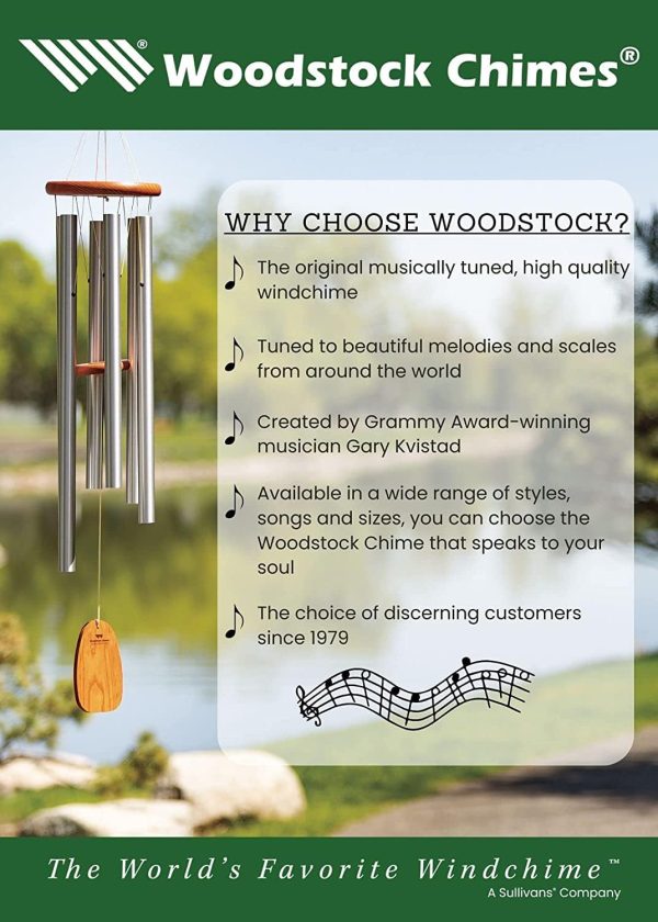 producer to buyer woodstock wind chimes amazing grace chime small (16'') silver wind chime inspirational and memorial gifts wind chimes for outside patio home or garden decor (agss) discounted pricing