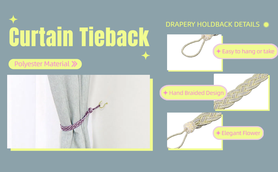 bulk purchase uxcell 4pcs curtain tiebacks, 58cm/23 braided drapery holdback holder decorative rope tie back, green/silver factory discount