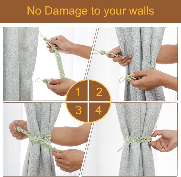 bulk purchase uxcell 4pcs curtain tiebacks, 58cm/23 braided drapery holdback holder decorative rope tie back, green/silver factory discount