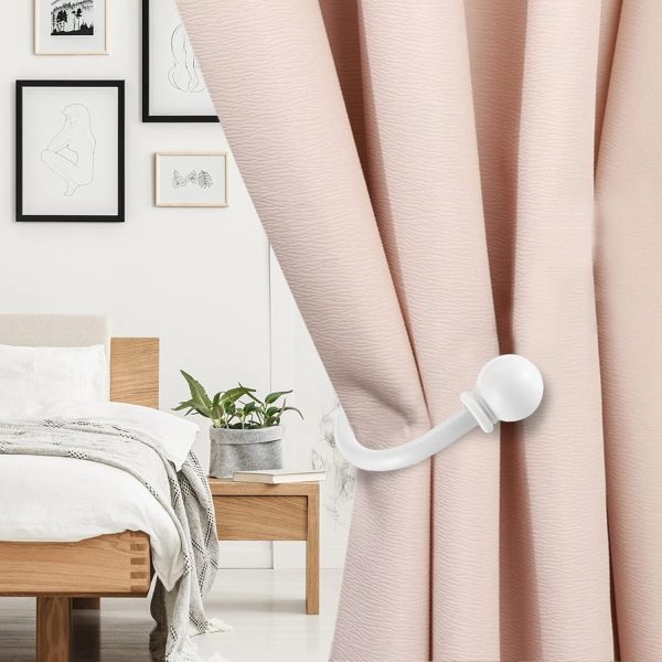 bulk purchase sumnacon set of 4 decorative curtain holdbacks, wall mounted aluminum alloy window drapery tiebacks for bedroom, livingroom office come with screws, white factory discount