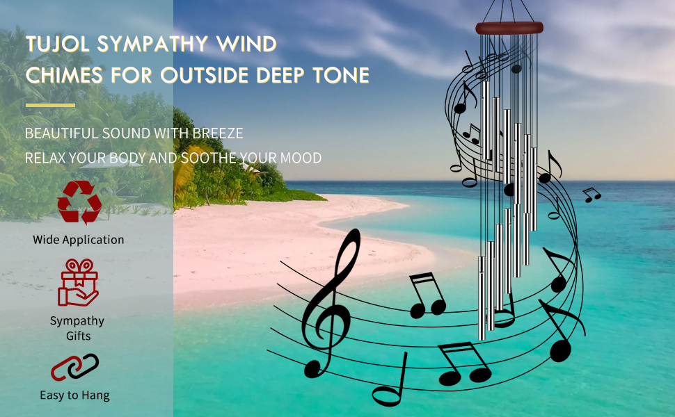 producer to buyer wind chimes for outside, sympathy wind chimes outdoor clearance with 12 aluminum alloy tubes and hook, memorial wind chimes gift decoration for home, patio, garden, outdoor discounted pricing