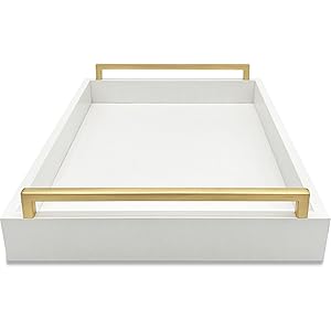 wholesale direct decorative coffee table tray - ottoman tray - breakfast, drinks, liquor serving tray - from farmhouse to modern - matte finish - champagne gold handles - crimson red bulk purchase at factory prices