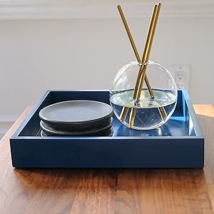 wholesale direct decorative coffee table tray - ottoman tray - breakfast, drinks, liquor serving tray - from farmhouse to modern - matte finish - champagne gold handles - crimson red bulk purchase at factory prices