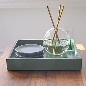 wholesale direct decorative coffee table tray - ottoman tray - breakfast, drinks, liquor serving tray - from farmhouse to modern - matte finish - champagne gold handles - crimson red bulk purchase at factory prices