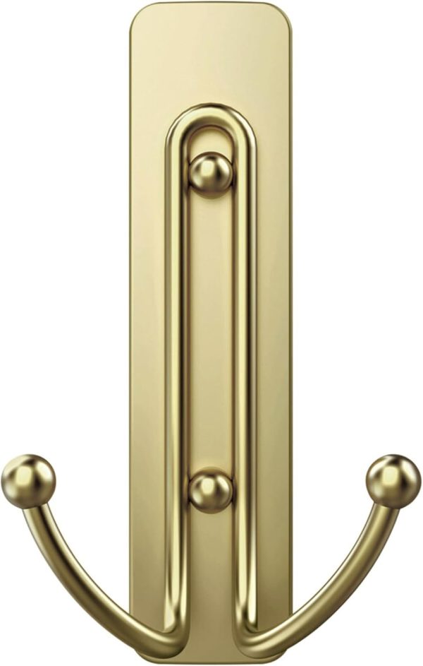 competitive pricing command large satin brass double hook, 1 hooks and 1 command strip, damage free hanging wall hooks with adhesive strips, coat hooks for hanging christmas decorations, holds up to 4 lb one-stop wholesale