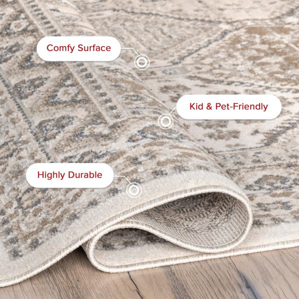 global sourcing nuloom 7x9 becca traditional tiled area rug, beige, faded transitional design, stain resistant, for bedroom, dining room, living room, hallway, office, kitchen, entryway oem/odm services