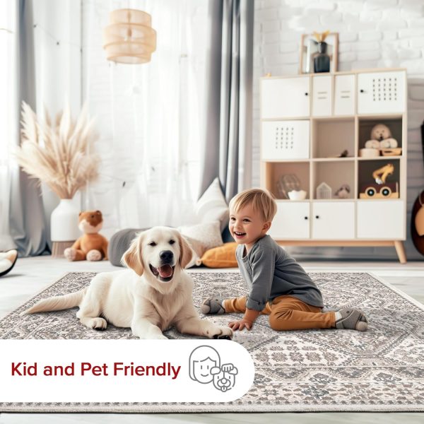 global sourcing nuloom 7x9 becca traditional tiled area rug, beige, faded transitional design, stain resistant, for bedroom, dining room, living room, hallway, office, kitchen, entryway oem/odm services