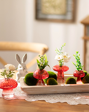 oem/odm services mushroom vase small for flowers lovers: glasseam cute red glass bud vases for home decor - 5pcs unique plant propagation station jar for living room windowsill decoration affordable bulk deals