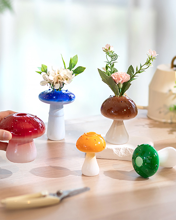 oem/odm services mushroom vase small for flowers lovers: glasseam cute red glass bud vases for home decor - 5pcs unique plant propagation station jar for living room windowsill decoration affordable bulk deals