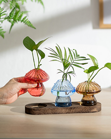oem/odm services mushroom vase small for flowers lovers: glasseam cute red glass bud vases for home decor - 5pcs unique plant propagation station jar for living room windowsill decoration affordable bulk deals