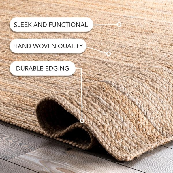 global sourcing nuloom 8x10 rigo jute hand woven area rug, natural, solid farmhouse design, natural fiber, for bedroom, living room, dining room, hallway, office, kitchen, entryway oem/odm services