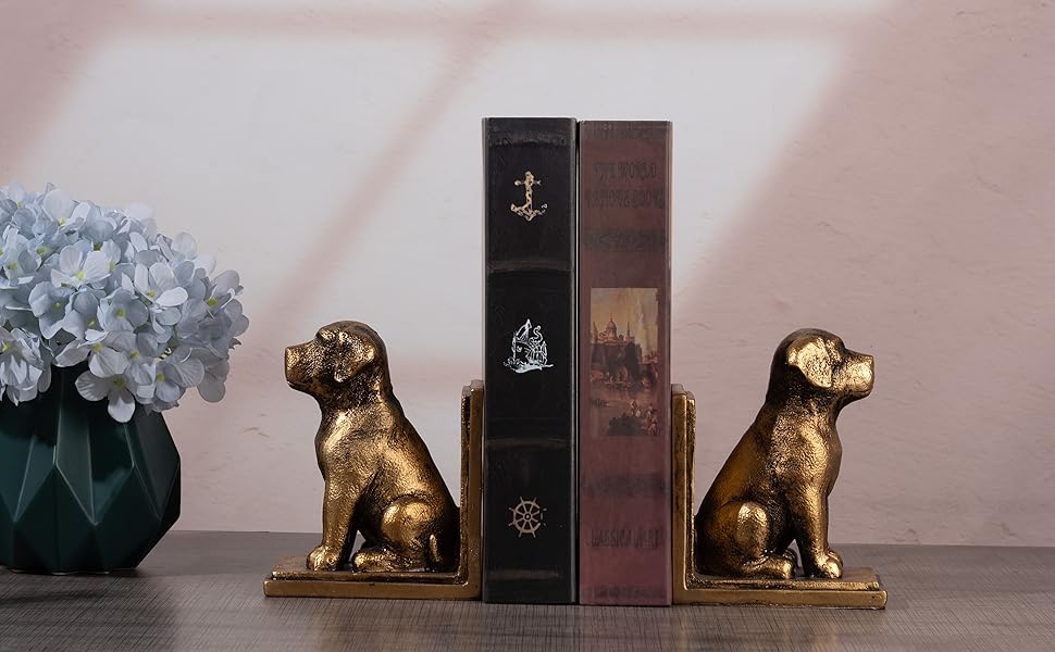 supplier direct book ends for shelves to hold books heavy duty,decorative bookend for bookshelf décor,cute animal dog book stopper labrador retriever statues for home, office desk decoration,1pair wholesale prices