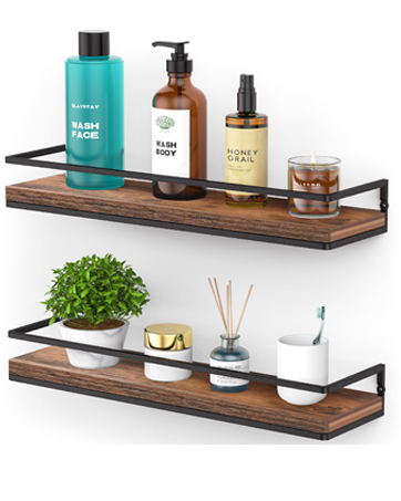 bulk purchase meangood floating shelves wall mounted set of 2, rustic wood wall storage shelves for bedroom,living room,bathroom, kitchen torched wood trade price