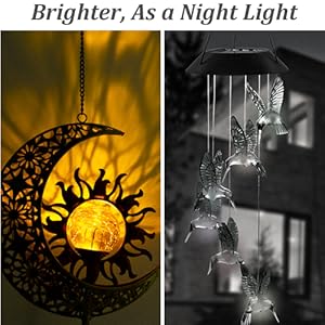 producer to buyer jyps sun moon solar wind chimes for outside crackle glass ball waterproof wind chimes outdoor clearance deep tone garden decor birthday unique gifts for women mom grandma windchimes gardening discounted pricing
