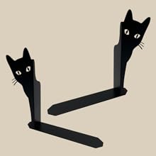 supplier direct ecqizer peeping cat metal bookends cute cat book ends for shelves bookshelf decorative objects home office desk bookshelf decor cat lover gifts for women (black) wholesale prices