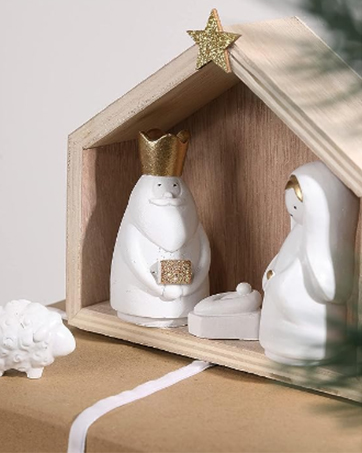 dropship from factory rm roomers 2pcs resin christmas tree statues, table top small white christmas decorative figurine set, indoor artificial xmas tree figurines for desk gifts mass production supply